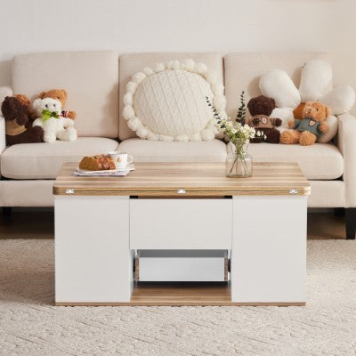 Grey Lift-Top Coffee Table with Storage and 2 Drawers