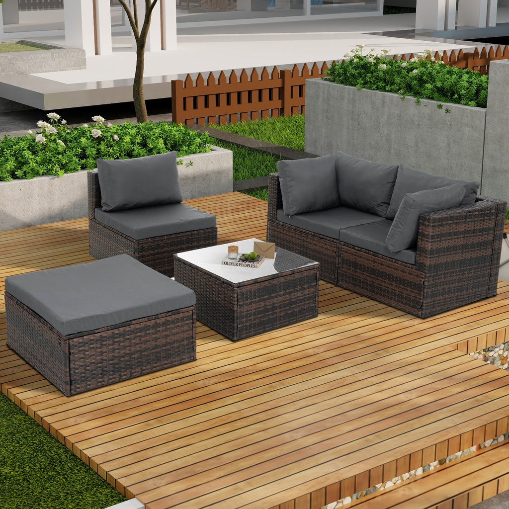 Stylish 5-Piece Outdoor PE Wicker Patio Furniture Set