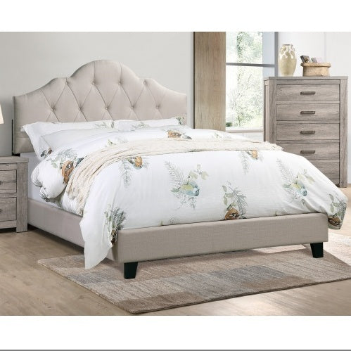 Contemporary Queen Size Tufted Upholstered Wooden Bed Frame