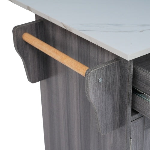 Fibreboard Dining Cart with Bookcase and Folding Tabletop