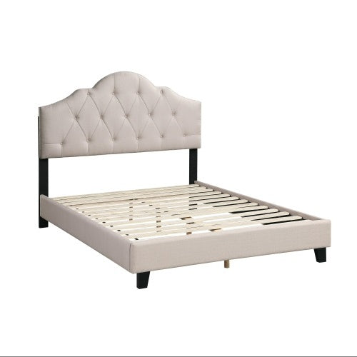 Contemporary Queen Size Tufted Upholstered Wooden Bed Frame