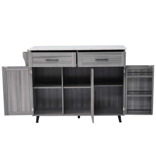 Fibreboard Dining Cart with Bookcase and Folding Tabletop