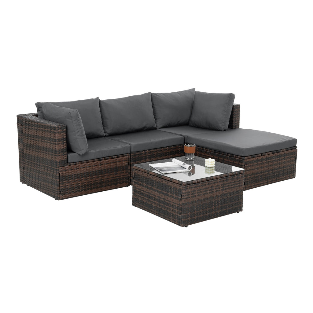 Stylish 5-Piece Outdoor PE Wicker Patio Furniture Set