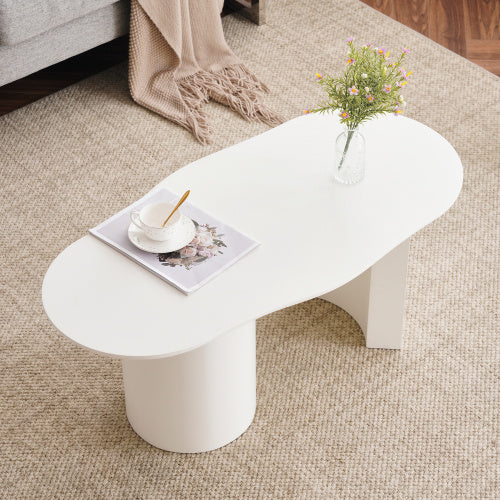 White Wooden Cloud-Shaped Coffee Table for Modern Living Room