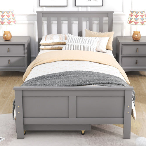 Wooden Solid Gray Pine Storage Bed Frame with Drawers 3ft