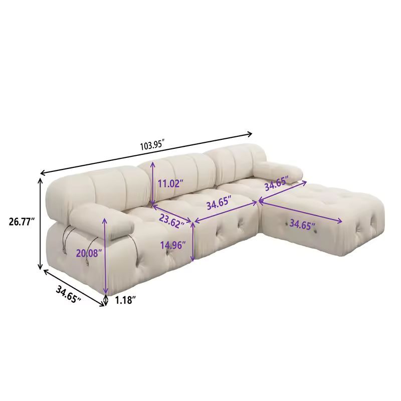 Nordic Modern Fabric Sofa with Buckle Design for Living Room