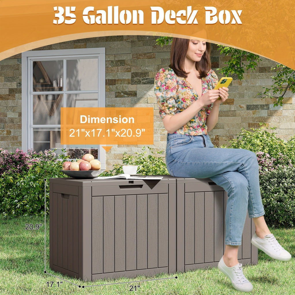35-Gallon Waterproof Outdoor Terrace Storage Box with Lock Hole