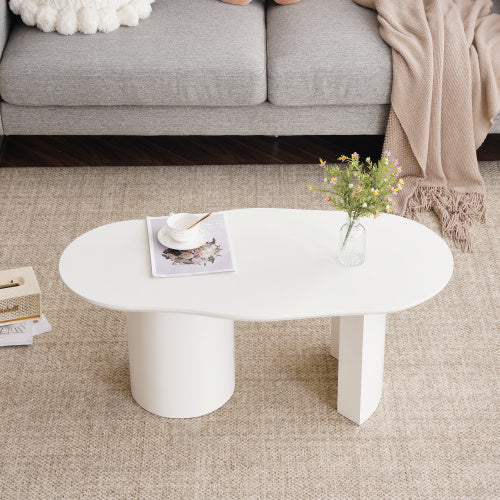 White Wooden Cloud-Shaped Coffee Table for Modern Living Room