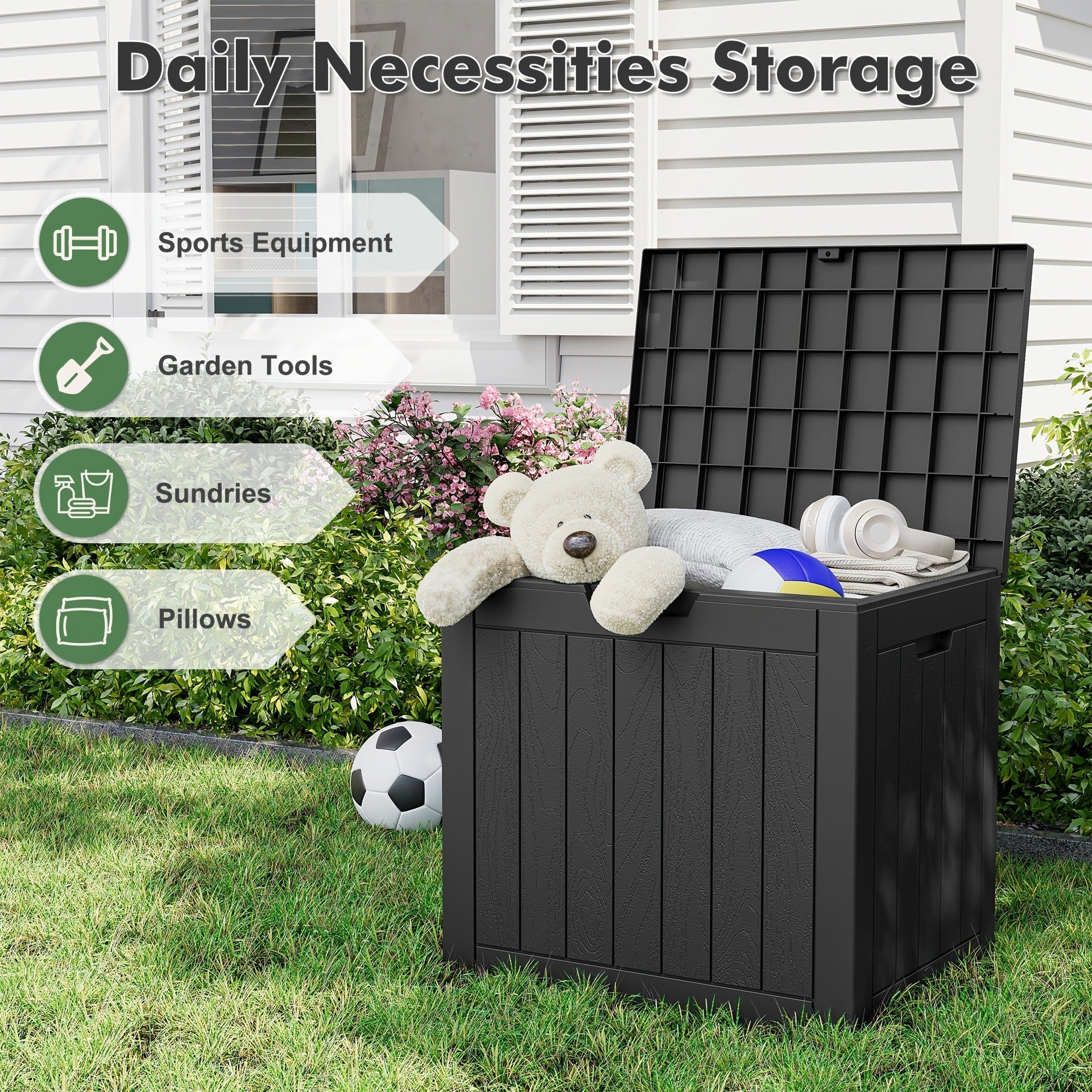 35-Gallon Waterproof Outdoor Terrace Storage Box with Lock Hole