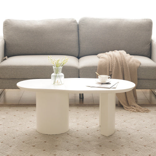 White Wooden Cloud-Shaped Coffee Table for Modern Living Room