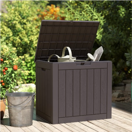 31-Gallon Weatherproof Resin Lockable Deck Box for Outdoor Storage
