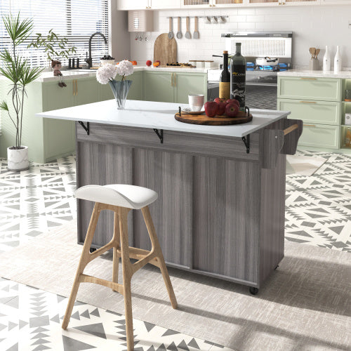 Fibreboard Dining Cart with Bookcase and Folding Tabletop