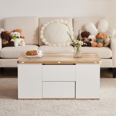 Grey Lift-Top Coffee Table with Storage and 2 Drawers