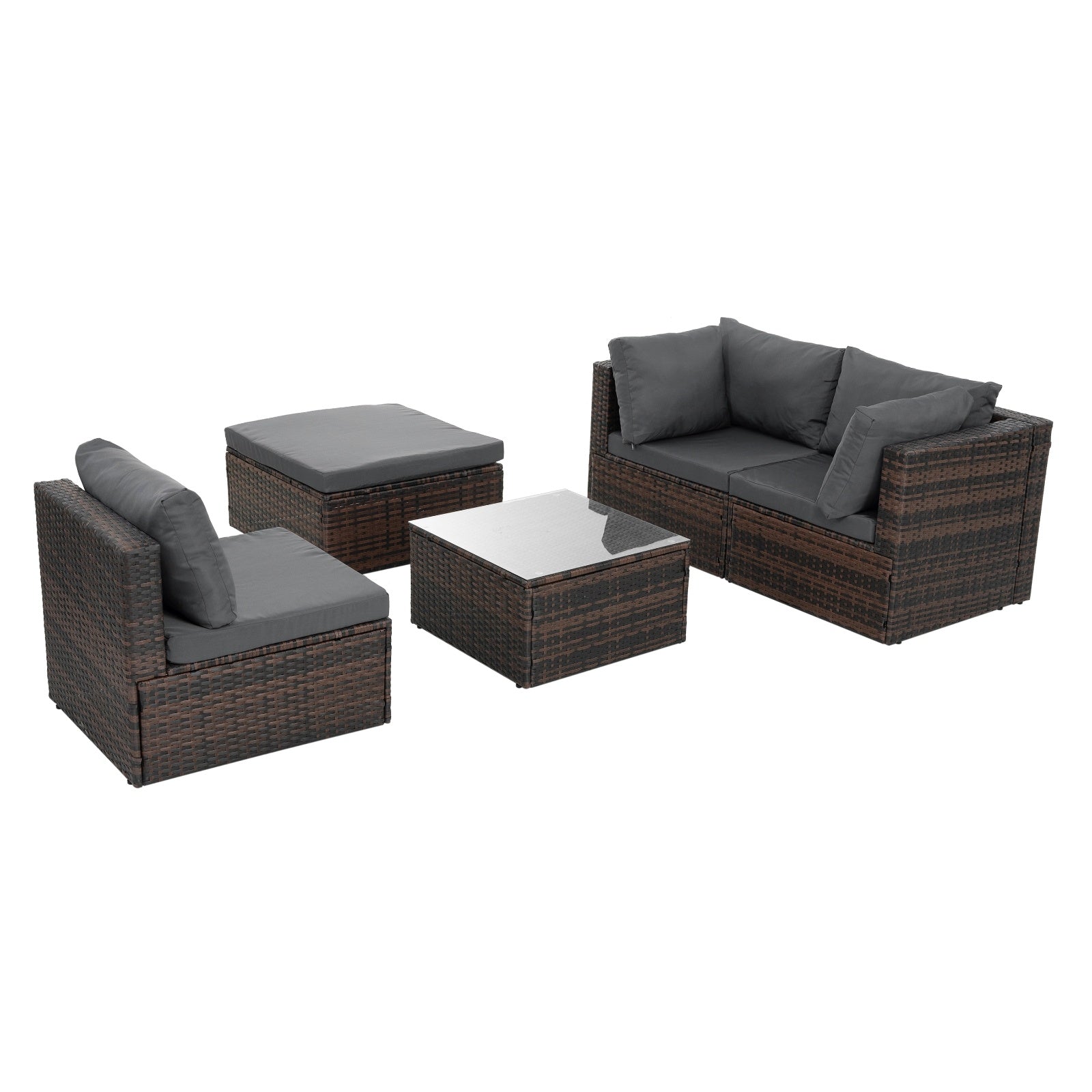 Stylish 5-Piece Outdoor PE Wicker Patio Furniture Set