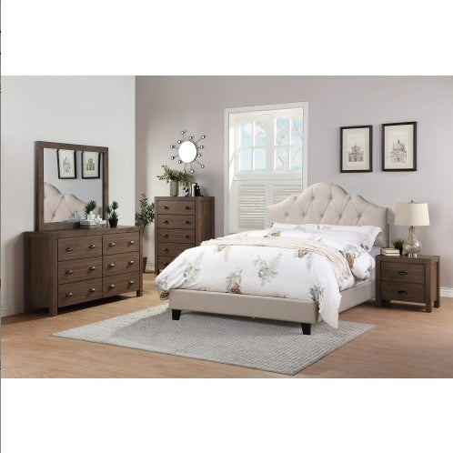 Contemporary Queen Size Tufted Upholstered Wooden Bed Frame
