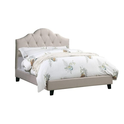 Contemporary Queen Size Tufted Upholstered Wooden Bed Frame