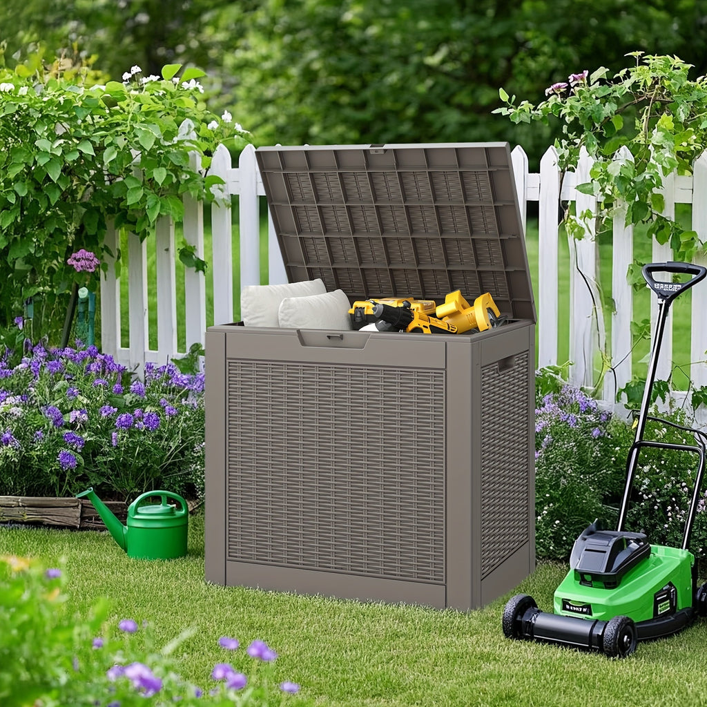 35-Gallon Waterproof Outdoor Terrace Storage Box with Lock Hole