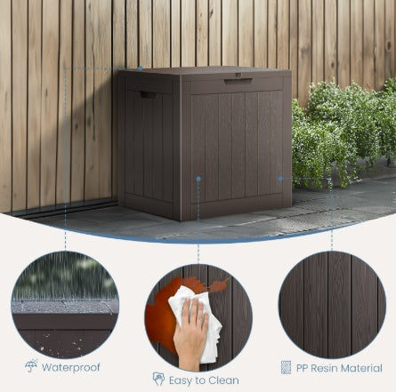 31-Gallon Weatherproof Resin Lockable Deck Box for Outdoor Storage