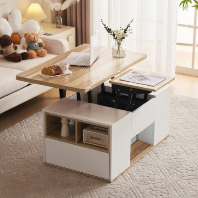 Grey Lift-Top Coffee Table with Storage and 2 Drawers