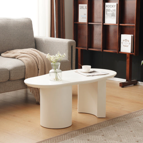 White Wooden Cloud-Shaped Coffee Table for Modern Living Room