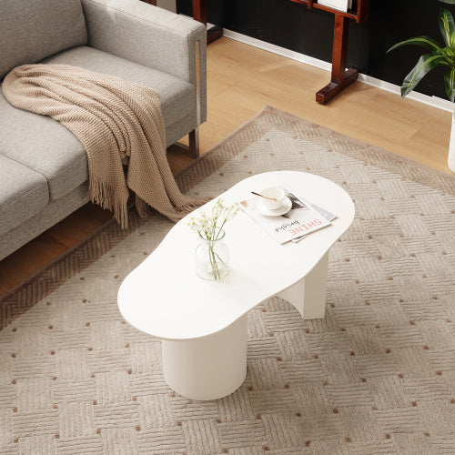 White Wooden Cloud-Shaped Coffee Table for Modern Living Room
