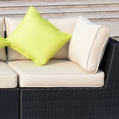 8-Piece PE Rattan Outdoor Corner Sofa Set with Table