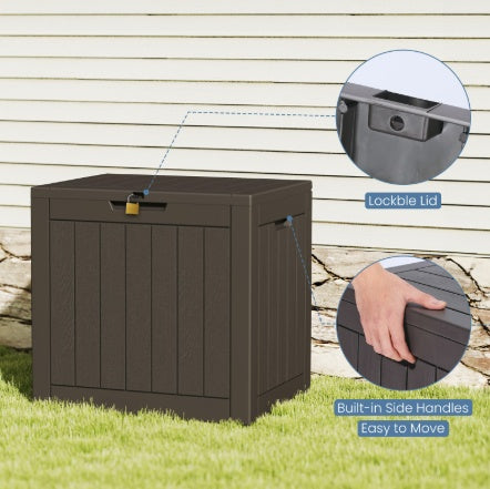 31-Gallon Weatherproof Resin Lockable Deck Box for Outdoor Storage