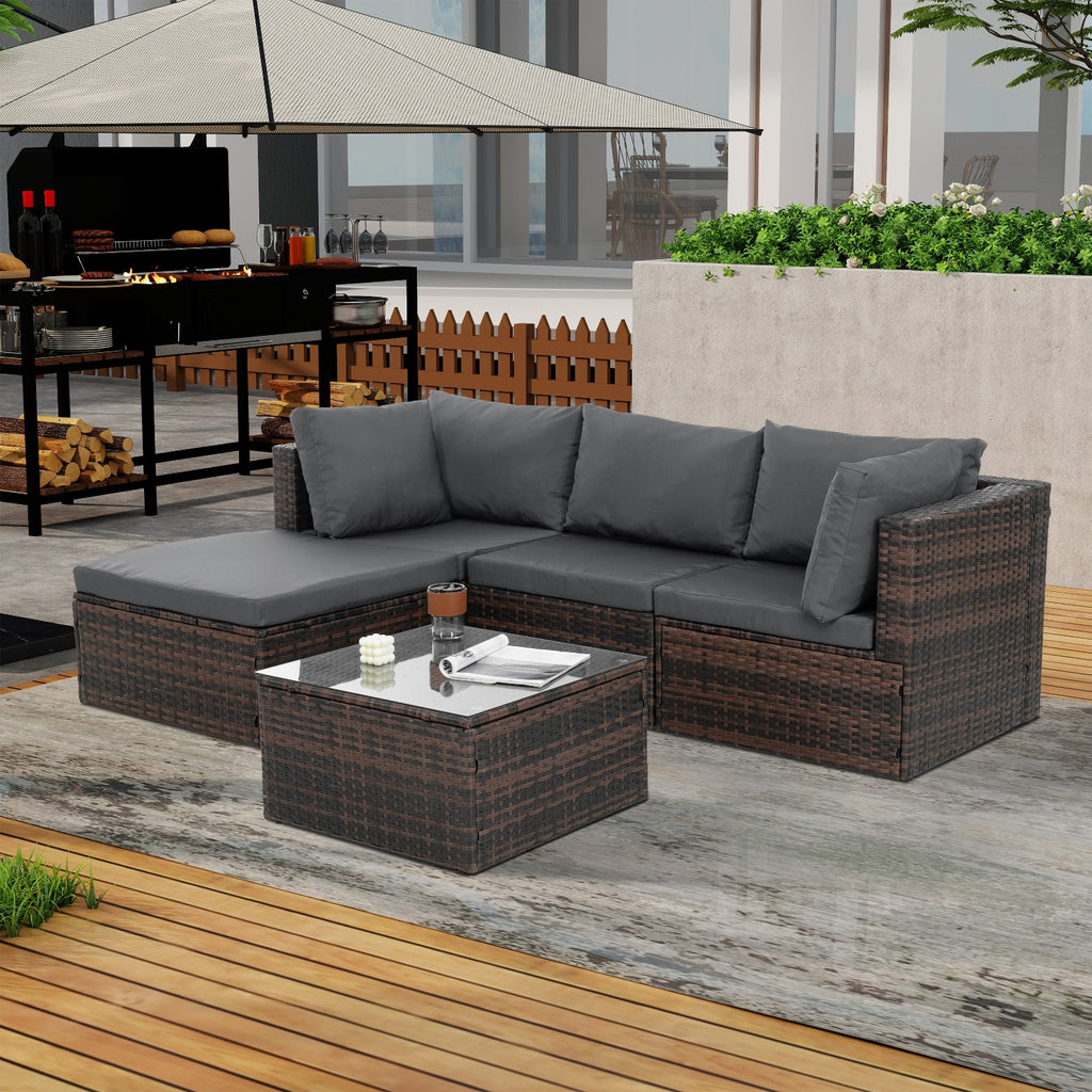 Stylish 5-Piece Outdoor PE Wicker Patio Furniture Set